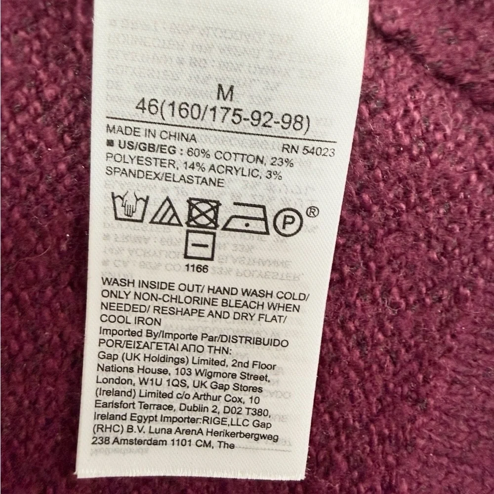 NWT GAP Women's Rich Purple burgundy open Cardigan size medium - Picture 4 of 5